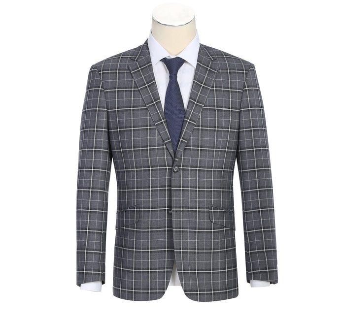 Men's Grey & White Check Classic Suit by Renoir