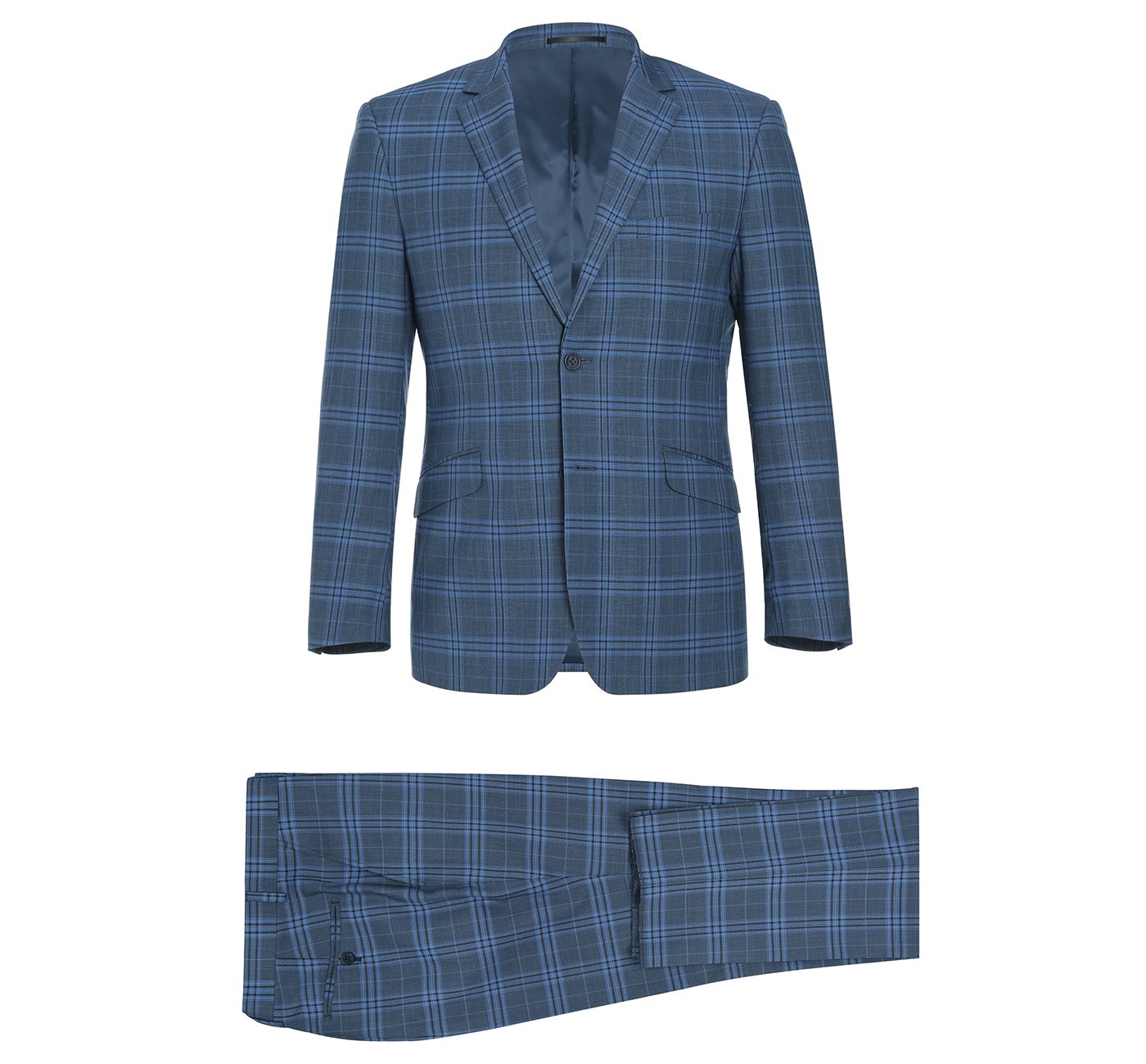 Men's Slim Fit Windowpane Stretch Suit by Renoir