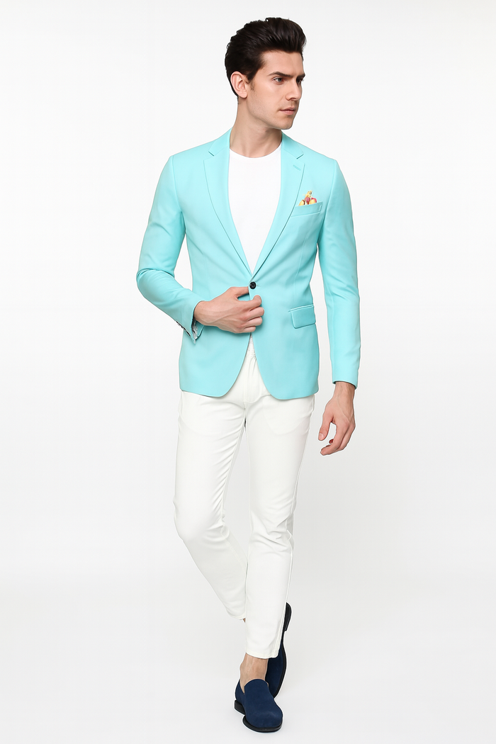 Men’s Aqua Slim Fit Blazer with Floral Lining