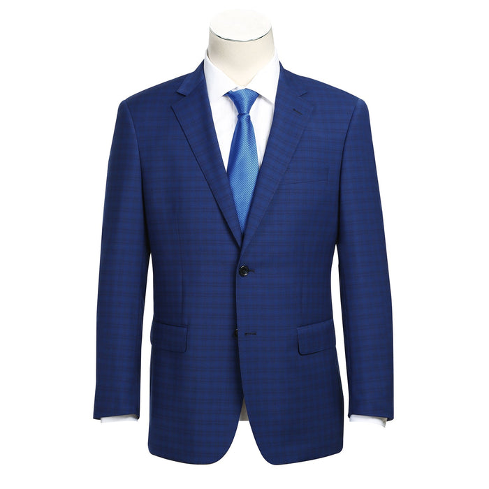 Men's Classic Fit Wool Blend Checked Suit by Renoir