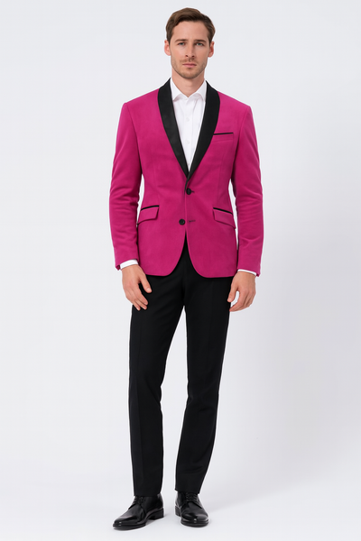 Men’s Fuchsia Tuxedo Blazer with Satin Lapel
