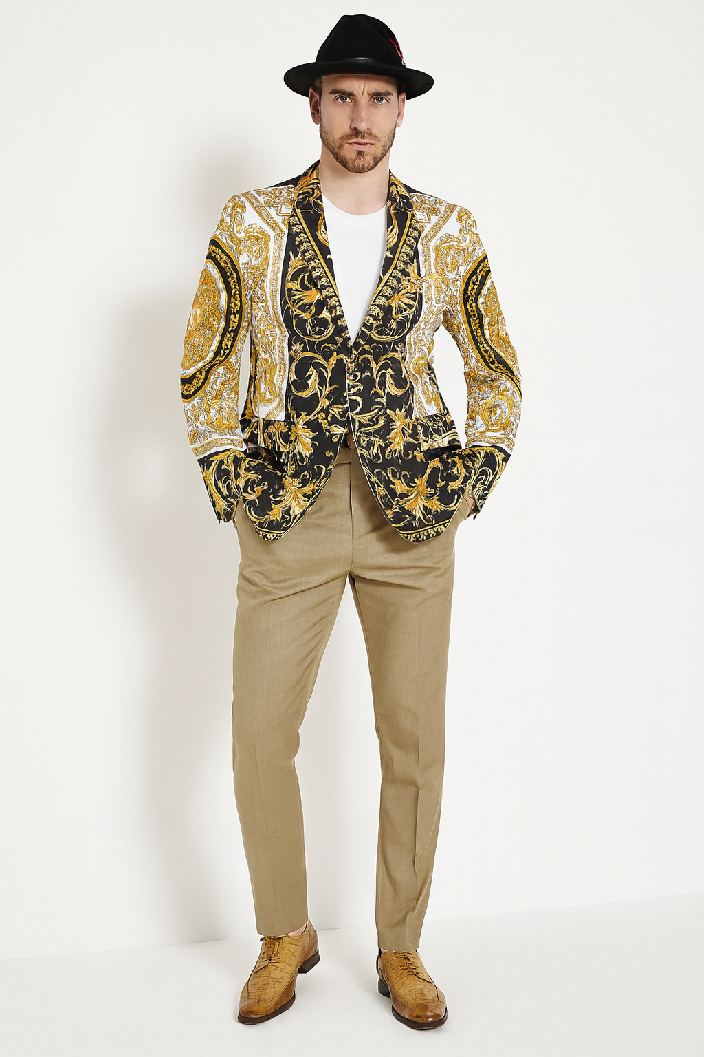 Black and Gold Baroque Outfit Set for Men