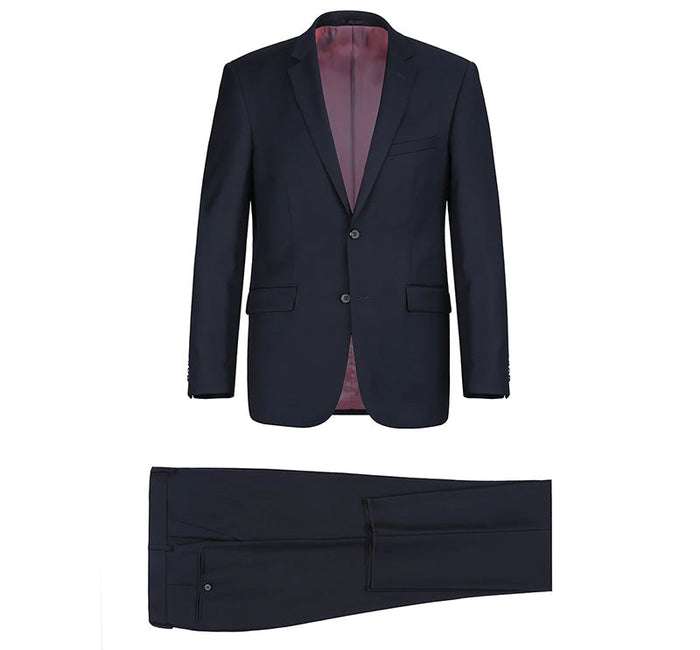 Navy Virgin Wool 2 Piece Suit by Bevagna
