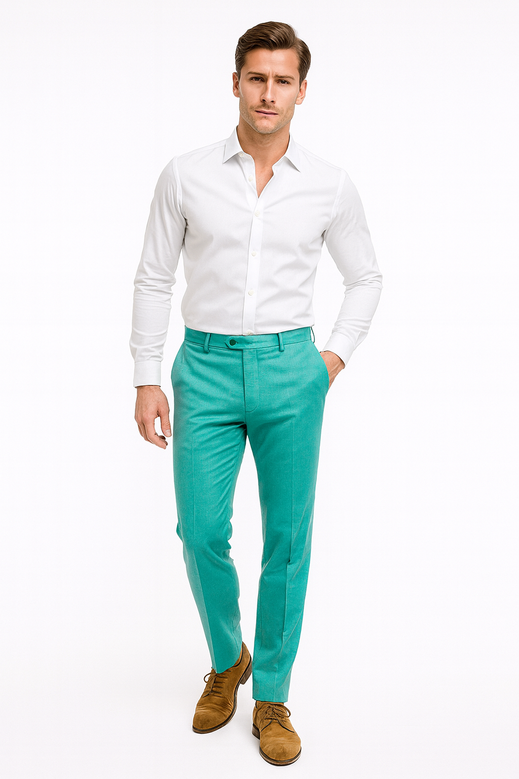 Men’s Aqua Slim Fit Dress Pants - Turquoise