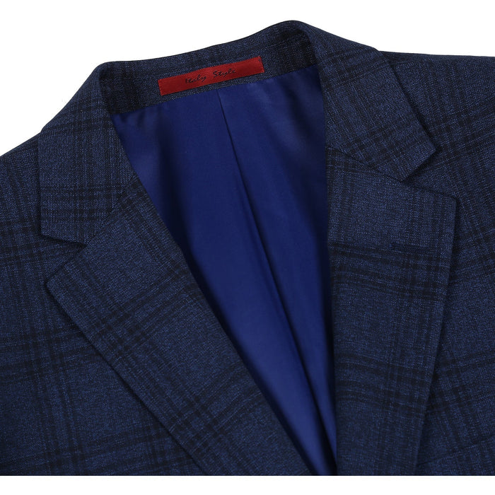 Men's Slim Fit Stretch Checked Suit by Renoir