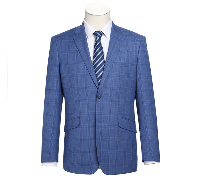 Men's Slim Fit Windowpane 2-Piece Stretch Suit