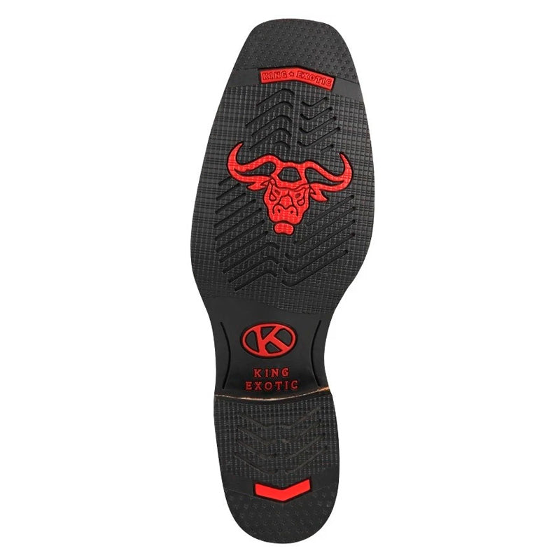 King Exotic Elephant Square Toe Boots Black