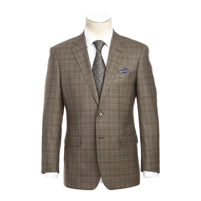 Men's Slim Fit Wool Checked Suit by Renoir