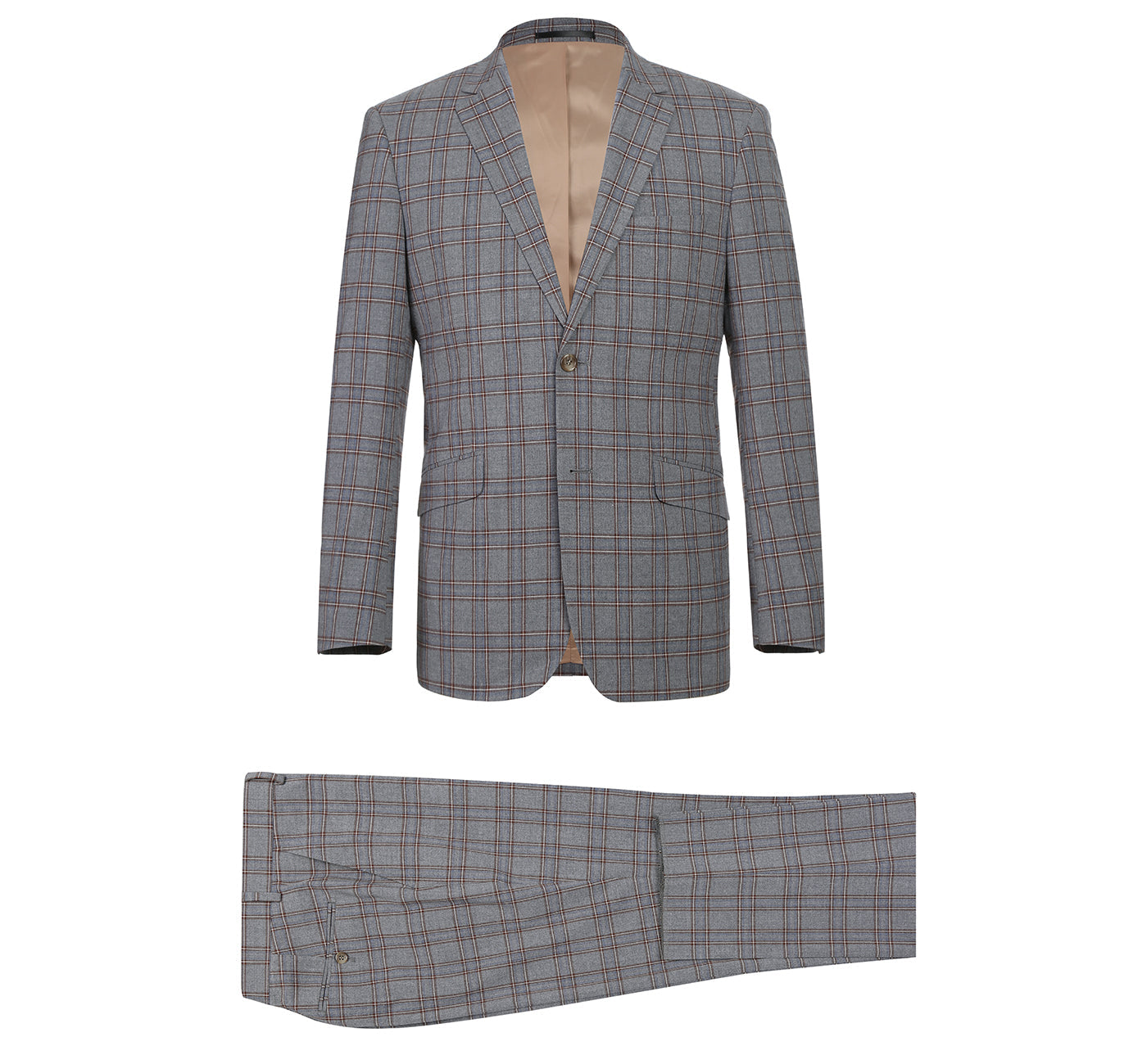 Slim Fit Windowpane Check Suit - Stretch Two Piece