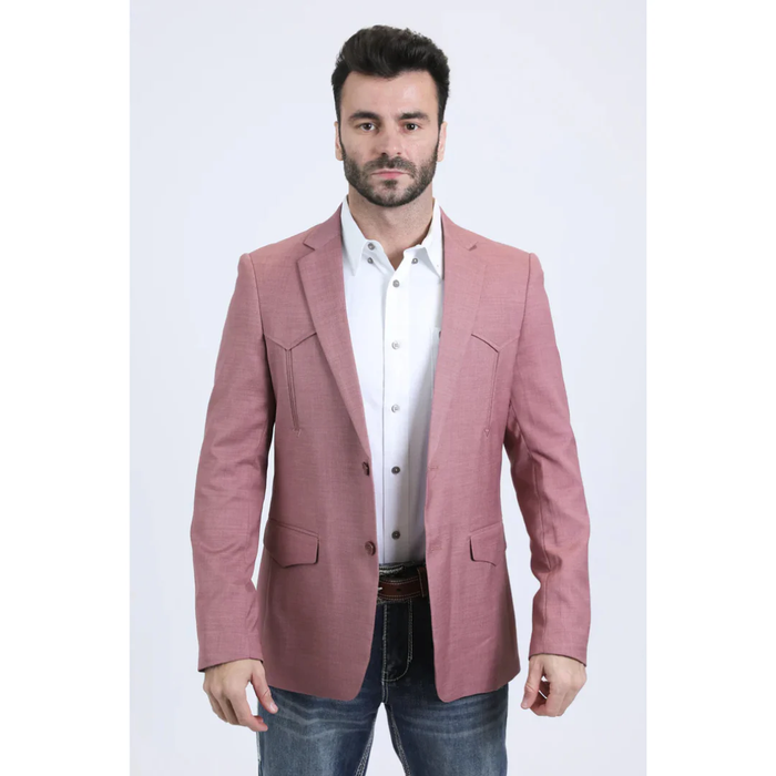 Mens Double Button Western Blazer - Salmon