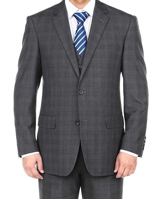 San Gemini 3 Piece Gray Glen Plaid Suit