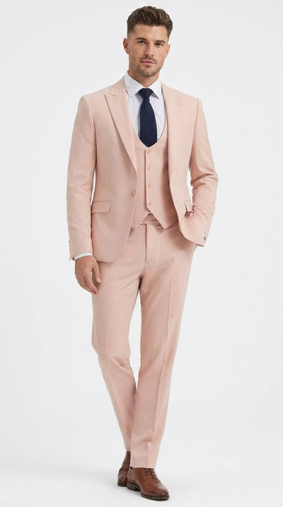 Men’s Gatsby Blush Pink Peachish Color 3-Piece Suit – Blush Pink Wedding, Prom & Vintage Formal Suit