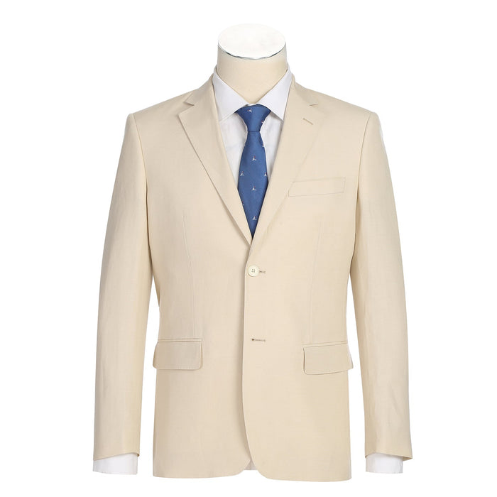 611-3 Men's Slim Fit Checked Linen Suit by Renoir