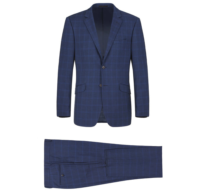 Men's Slim Fit Single Breasted Check Suit