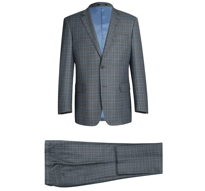 Men's Classic Fit Two Piece Windowpane Suit