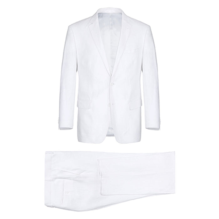 Men's White Linen Suit with Notch Lapel