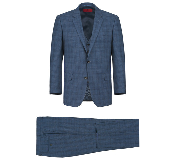 3-Piece Classic Windowpane Suit by Renoir