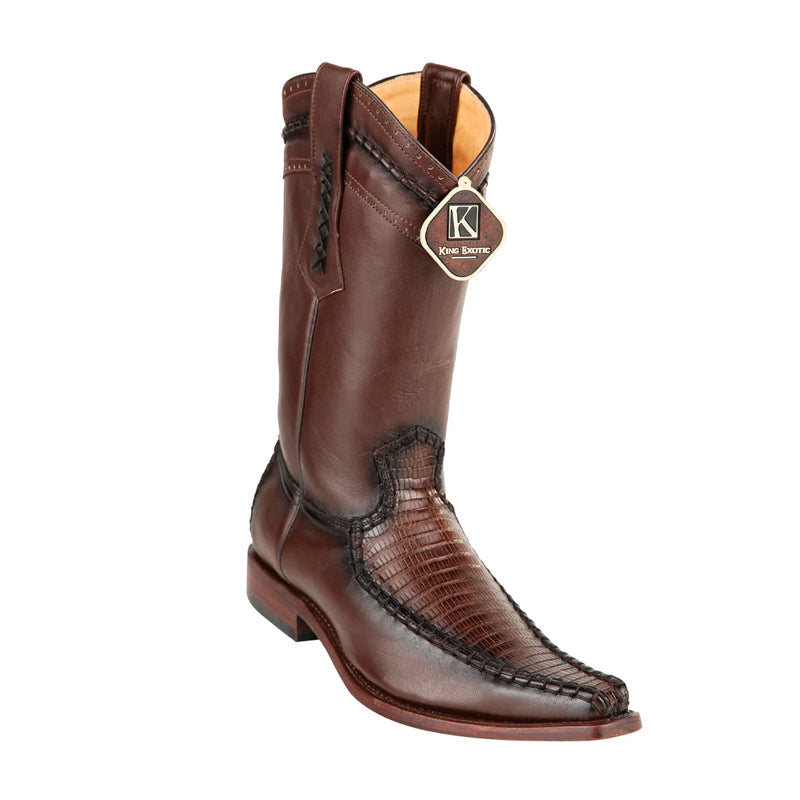 King Exotic Teju Lizard European Toe Brown Boots