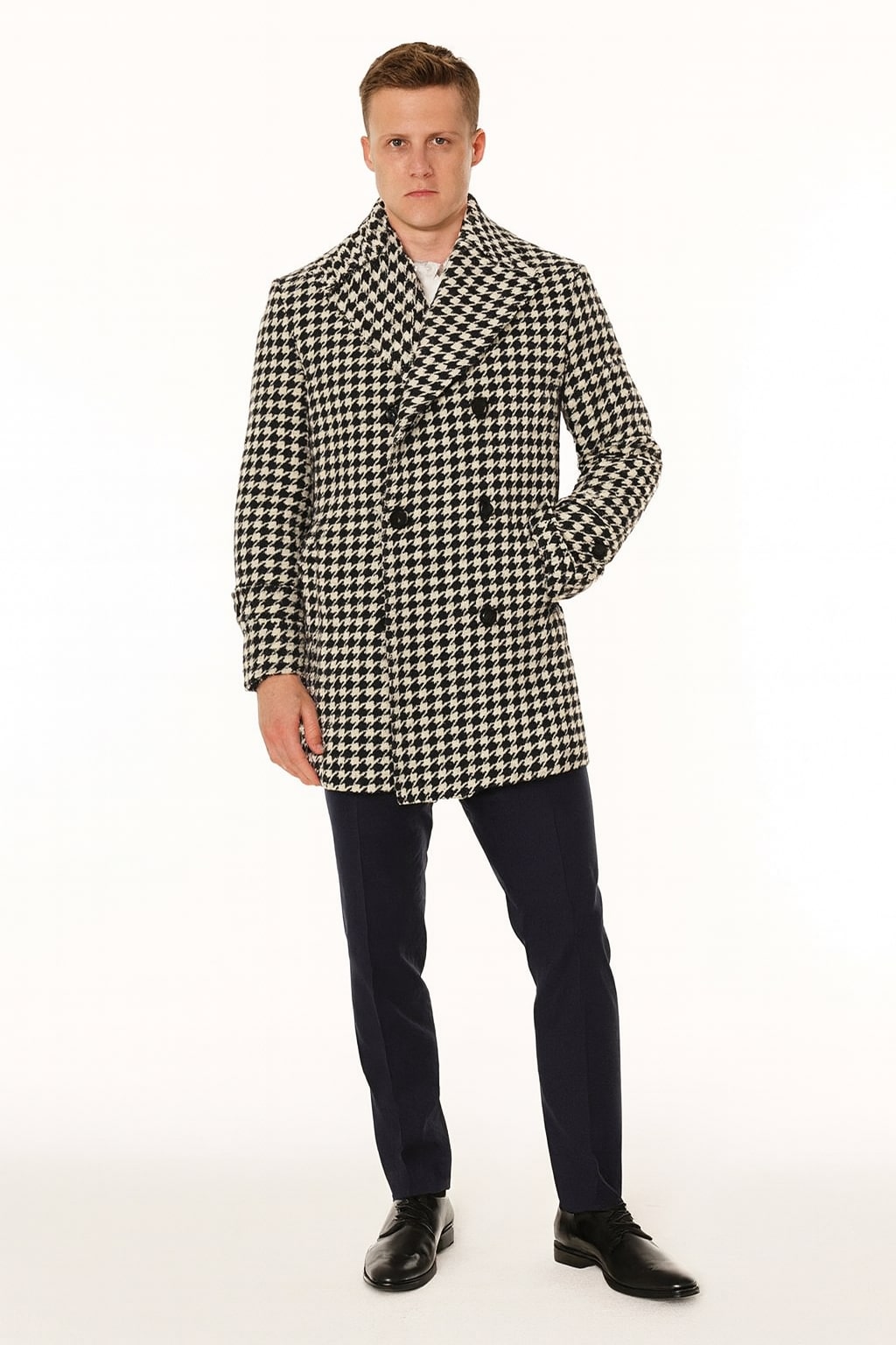 Men’s Houndstooth Double-Breasted Overcoats