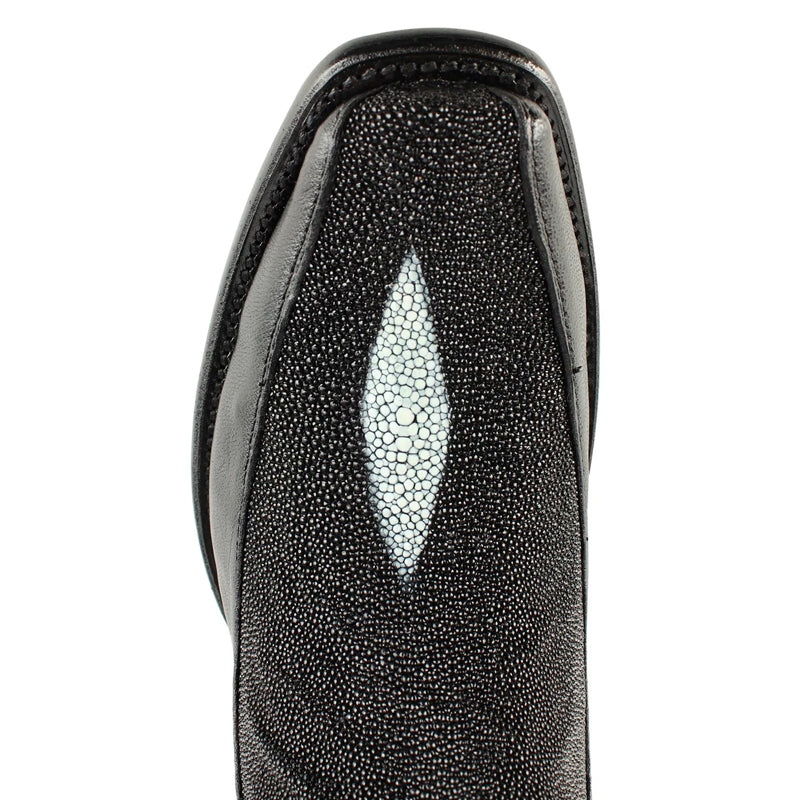 Handmade Black Stingray Boots - Single Stone Dubai Toe