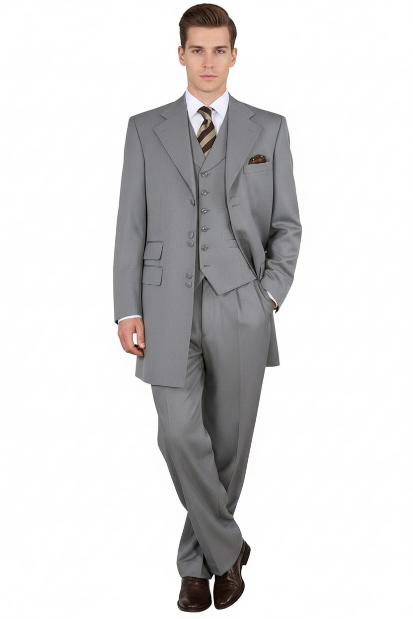 Light Gray 3-Piece Zoot Suit for Men