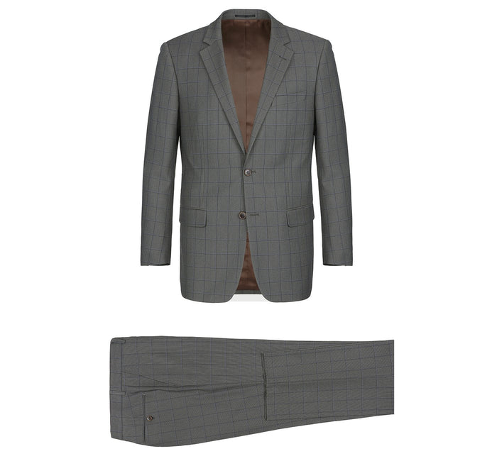 Men's Windowpane Check Two Piece Classic Suit