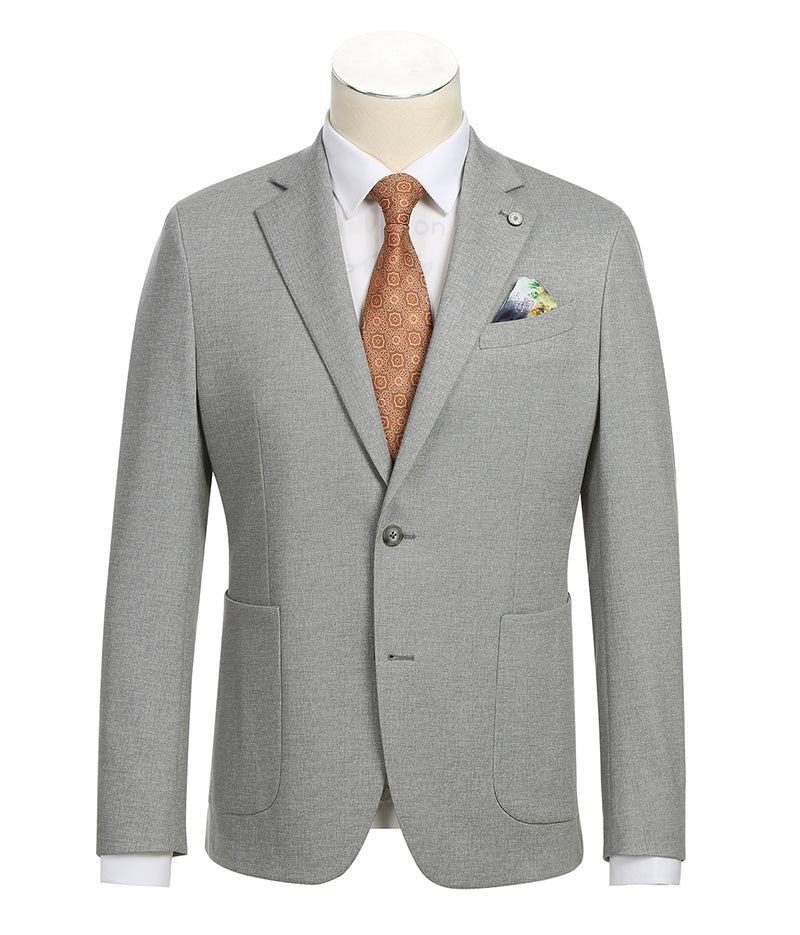 Half Canvas Slim Fit Gray Blazer
