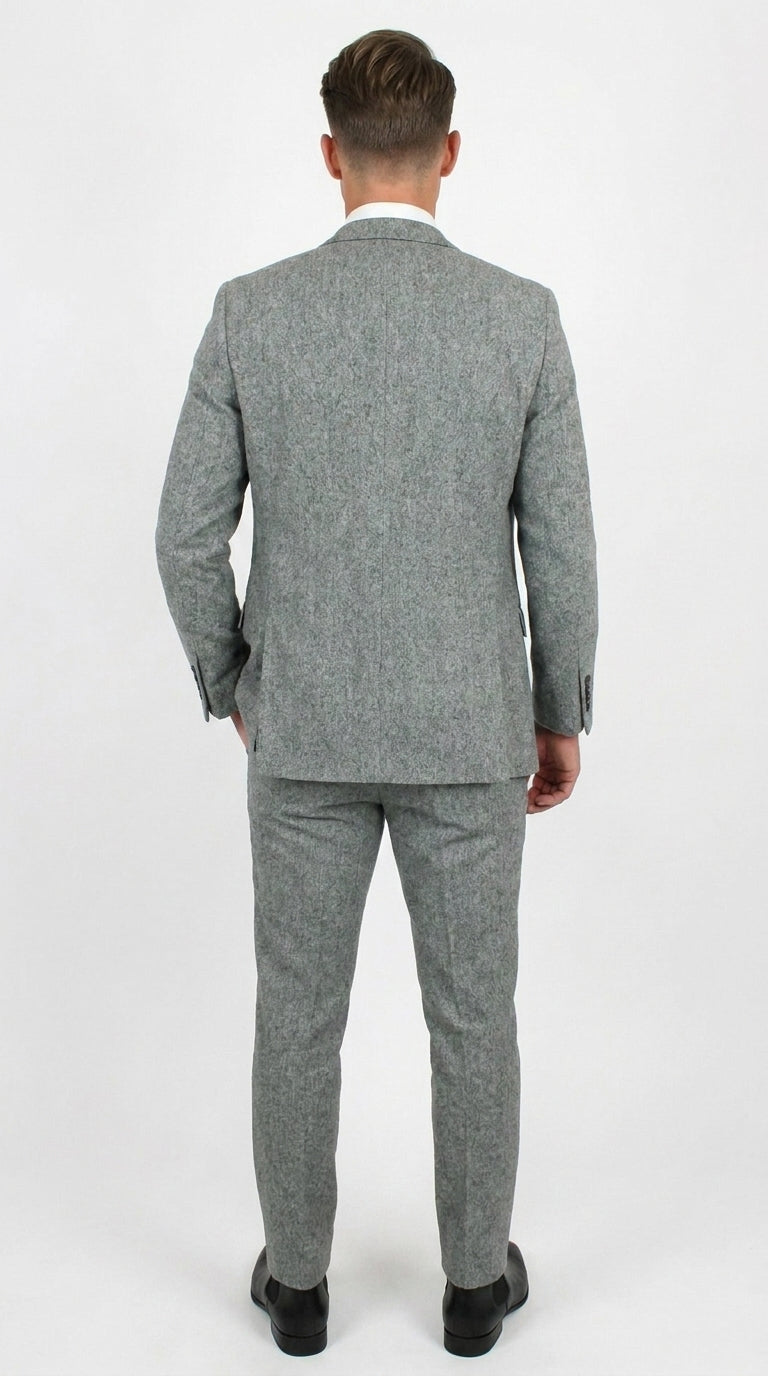 Men’s Edwardian Grey 3-Piece Suit – Dickens Downton Abbey Victorian Vintage Tweed Suit