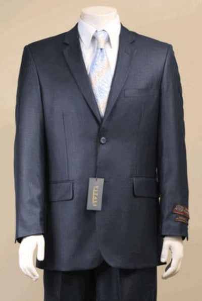 Big and Tall Size 56 to 72 2-Button Suit Textured Patterned Sport Coat Fabric Dark Navy Blue Suit For Men
