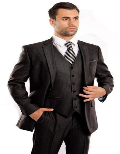 Blue Steel Sharkskin 3 Piece Suit for Men