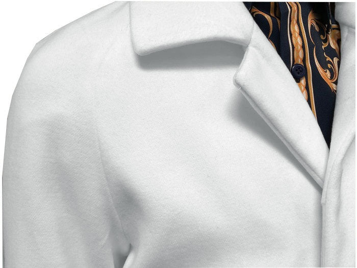 Men's Off White Wool Belted Topcoat