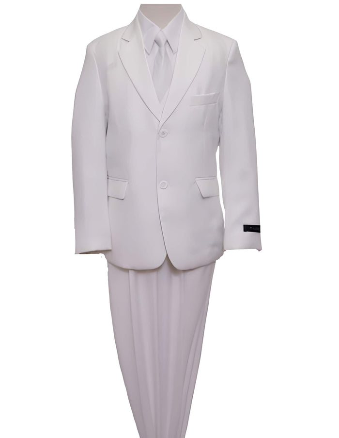 2 Button 3 ~ Three Piece Boys Husky Suit Style Vested White Toddler Suits for Weddings
