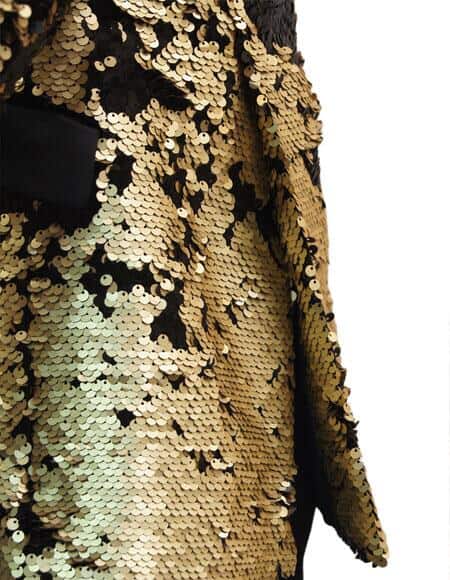 2 Button  Black Matte Gold Sequin Glitter Pattern Blazer