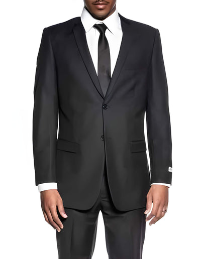 2 Button Classic Black Extra Slim Fit Wedding Prom Skinny Suit