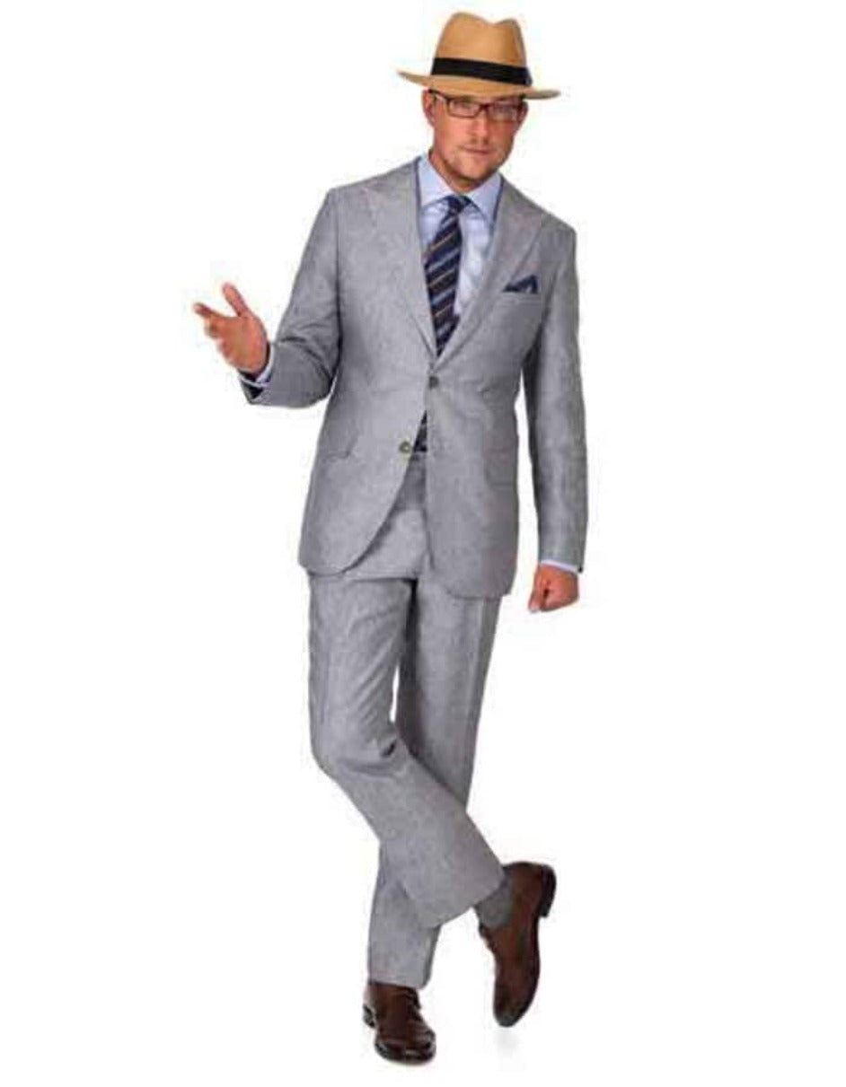 Grey Linen Two-Button Summer Suit