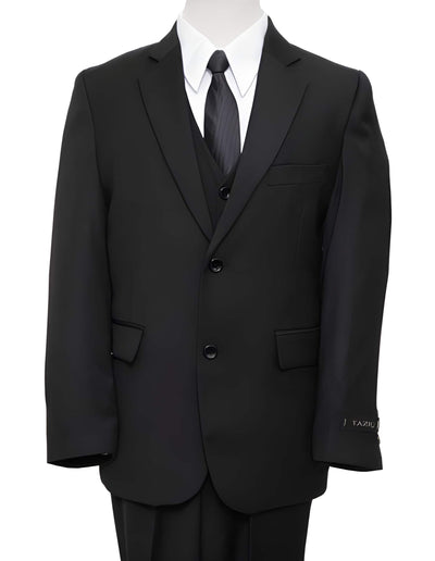 2 Button Husky Cut Boy Suit Style 3 ~ Three Funeral Attire - Funeral Outfit - Funeral Clothes All Solid Outfit Black Funeral Suit Toddler Suits for Weddings
