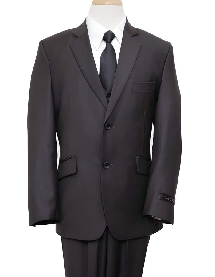 2 Button Style 3 ~ Three Piece Black Vested Toddler Suits for Weddings Boys Husky Suit