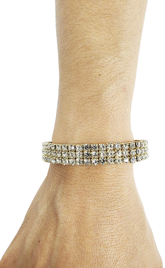 Gold Paved Encrusted Rhinestone Bracelet | Formal Dresses Accessories