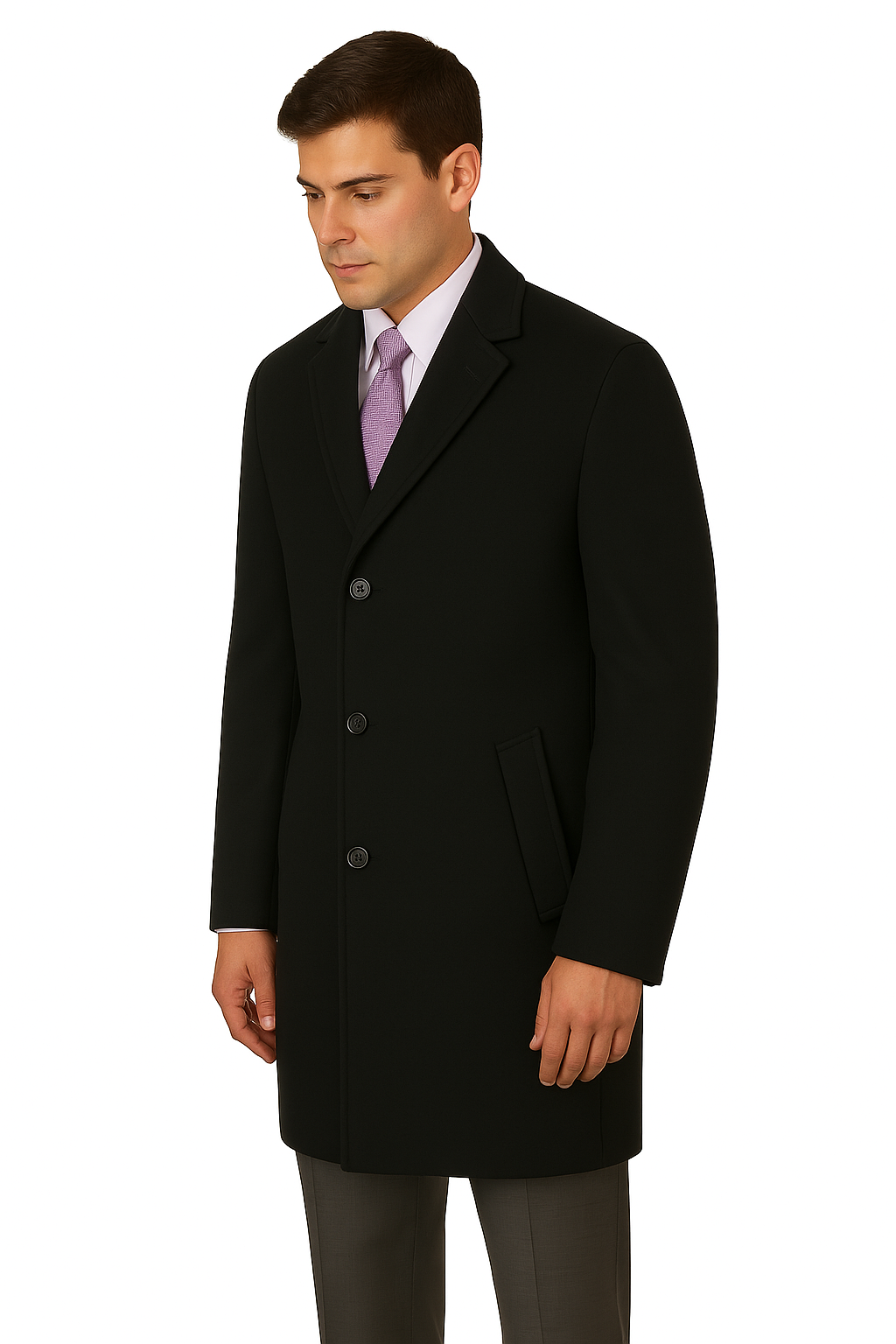 Men’s Heavy Wool Overcoat Full Length Topcoat