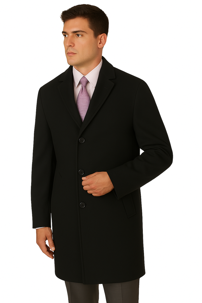 Men’s Heavy Wool Overcoat Full Length Topcoat