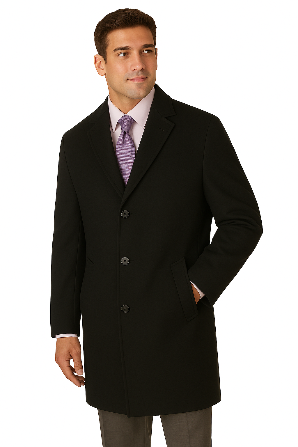 Men’s Heavy Wool Overcoat Full Length Topcoat