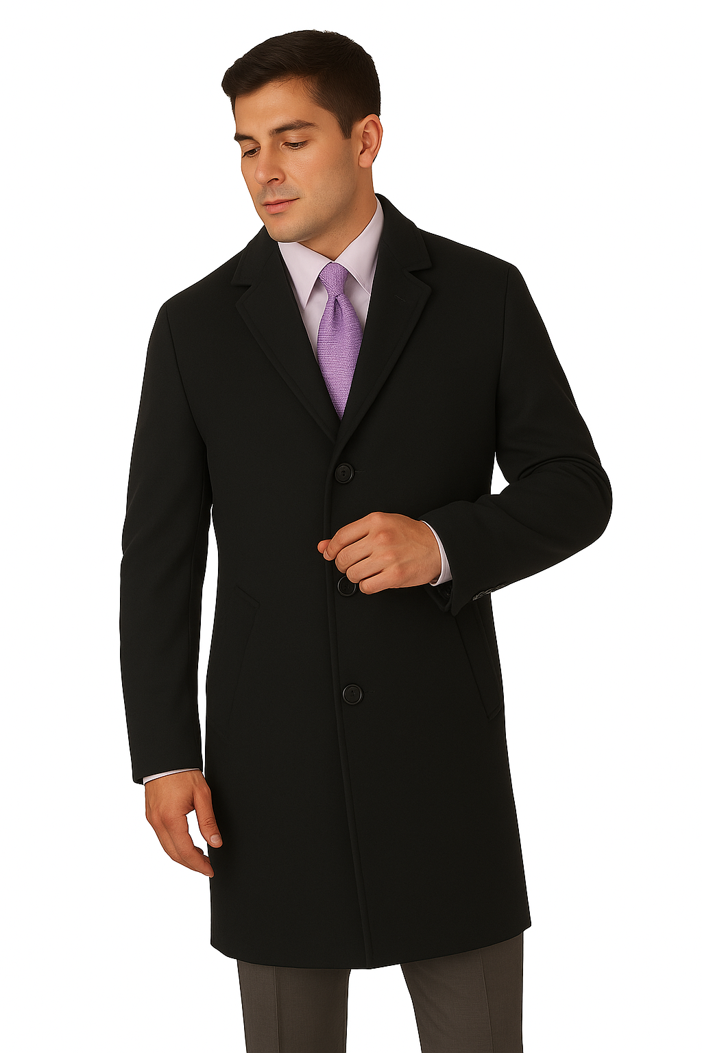 Men’s Heavy Wool Overcoat Full Length Topcoat