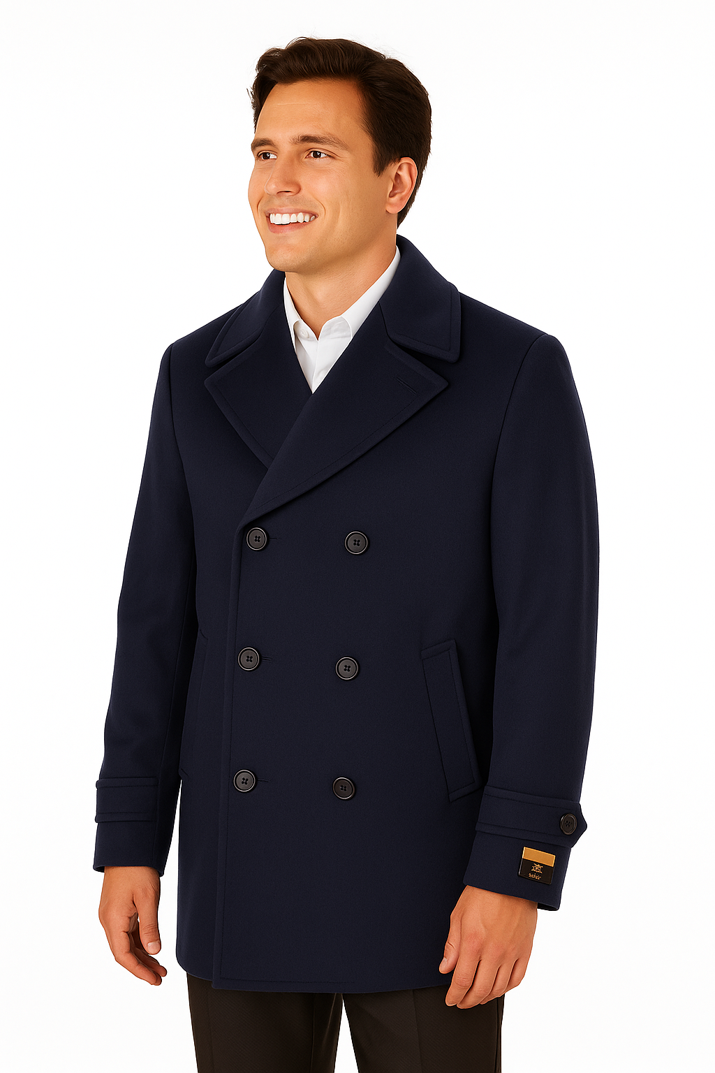 Big & Tall Wool Peacoat - Classic Double Breasted