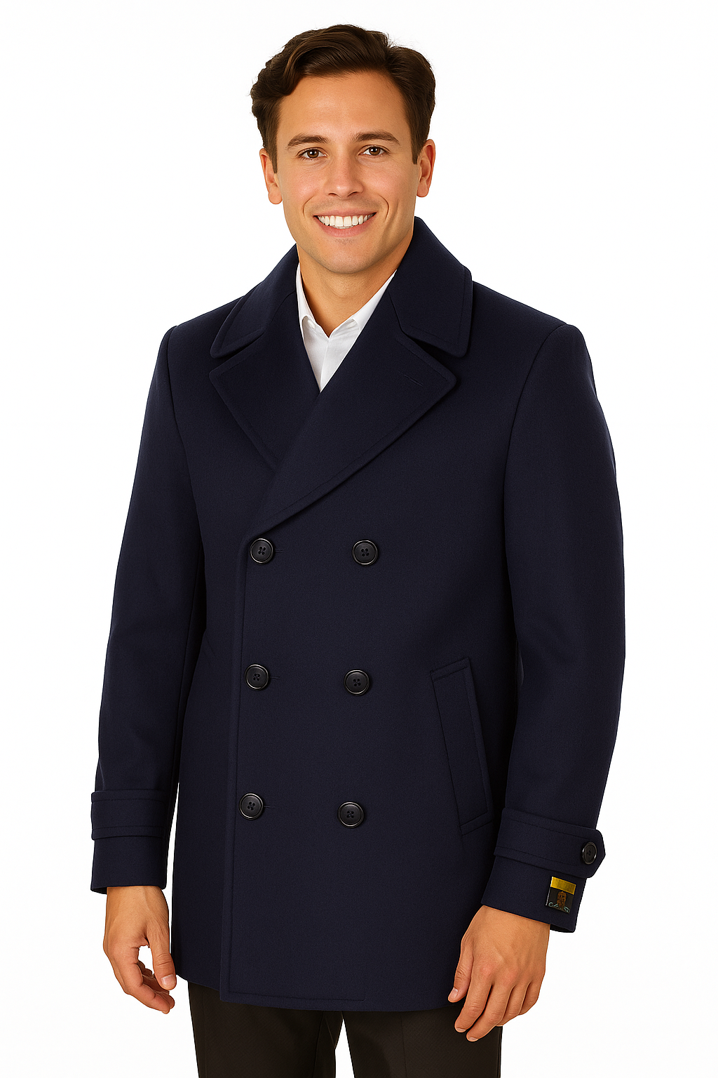 Big & Tall Wool Peacoat - Classic Double Breasted