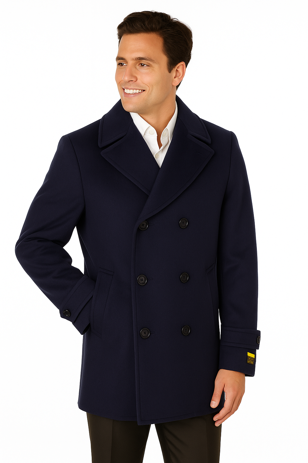 Big & Tall Wool Peacoat - Classic Double Breasted