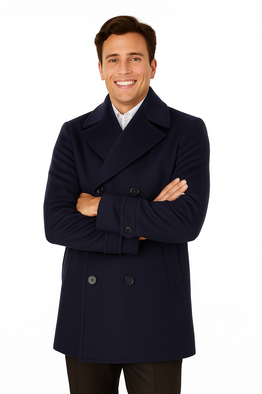 Big & Tall Wool Peacoat - Classic Double Breasted