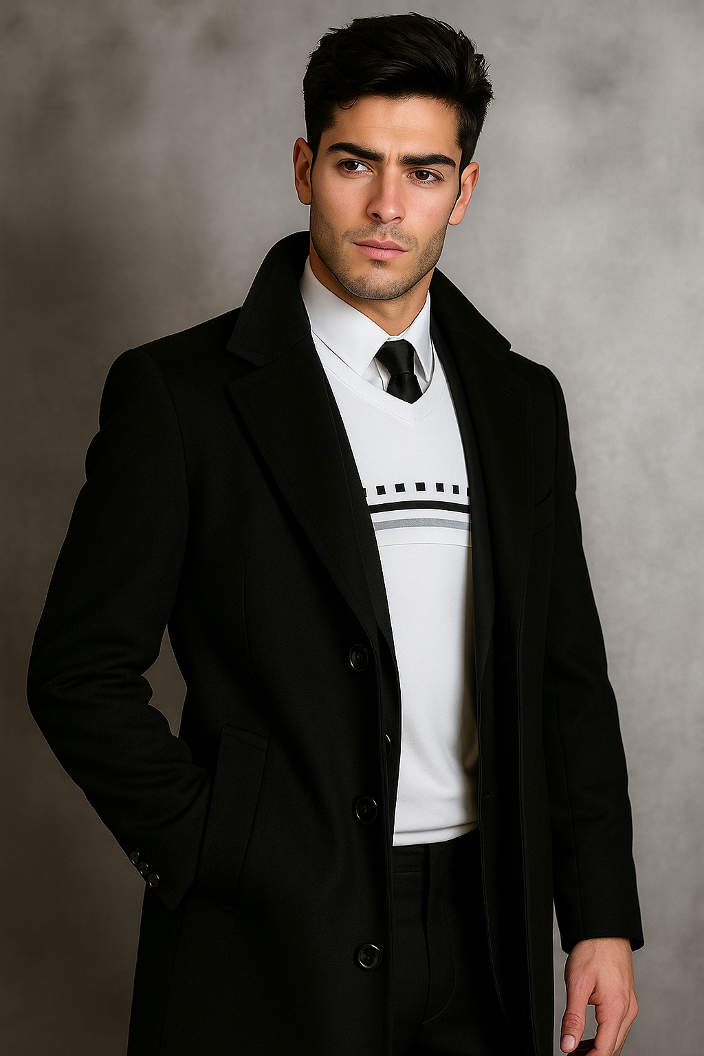 Men's Black Wool Overcoat - Big & Tall Topcoat