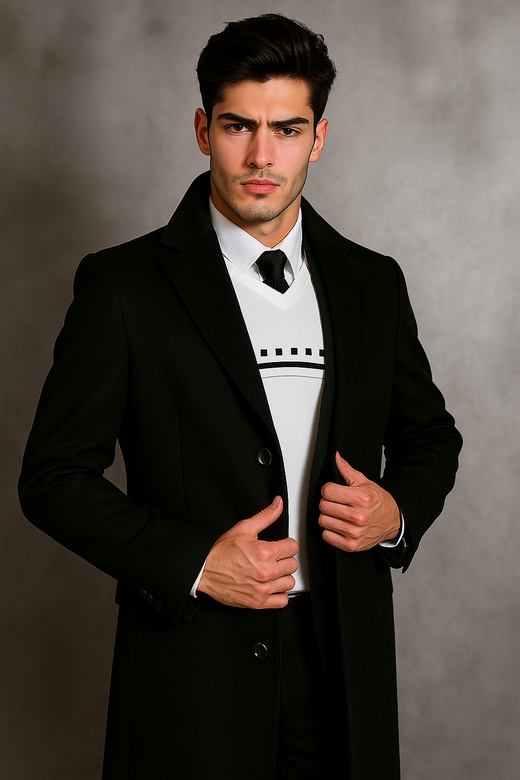 Men's Black Wool Overcoat - Big & Tall Topcoat