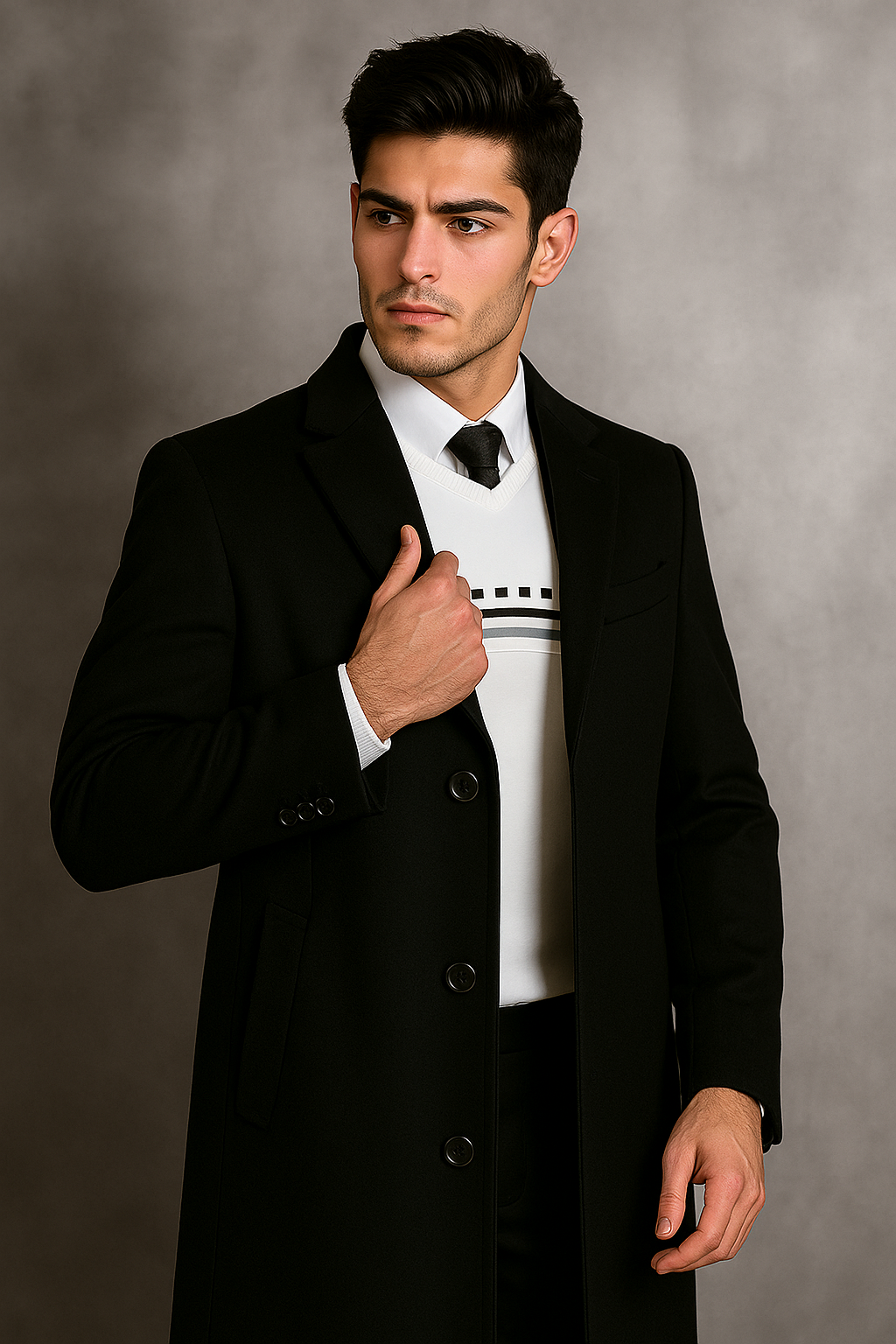 Men's Black Wool Overcoat - Big & Tall Topcoat