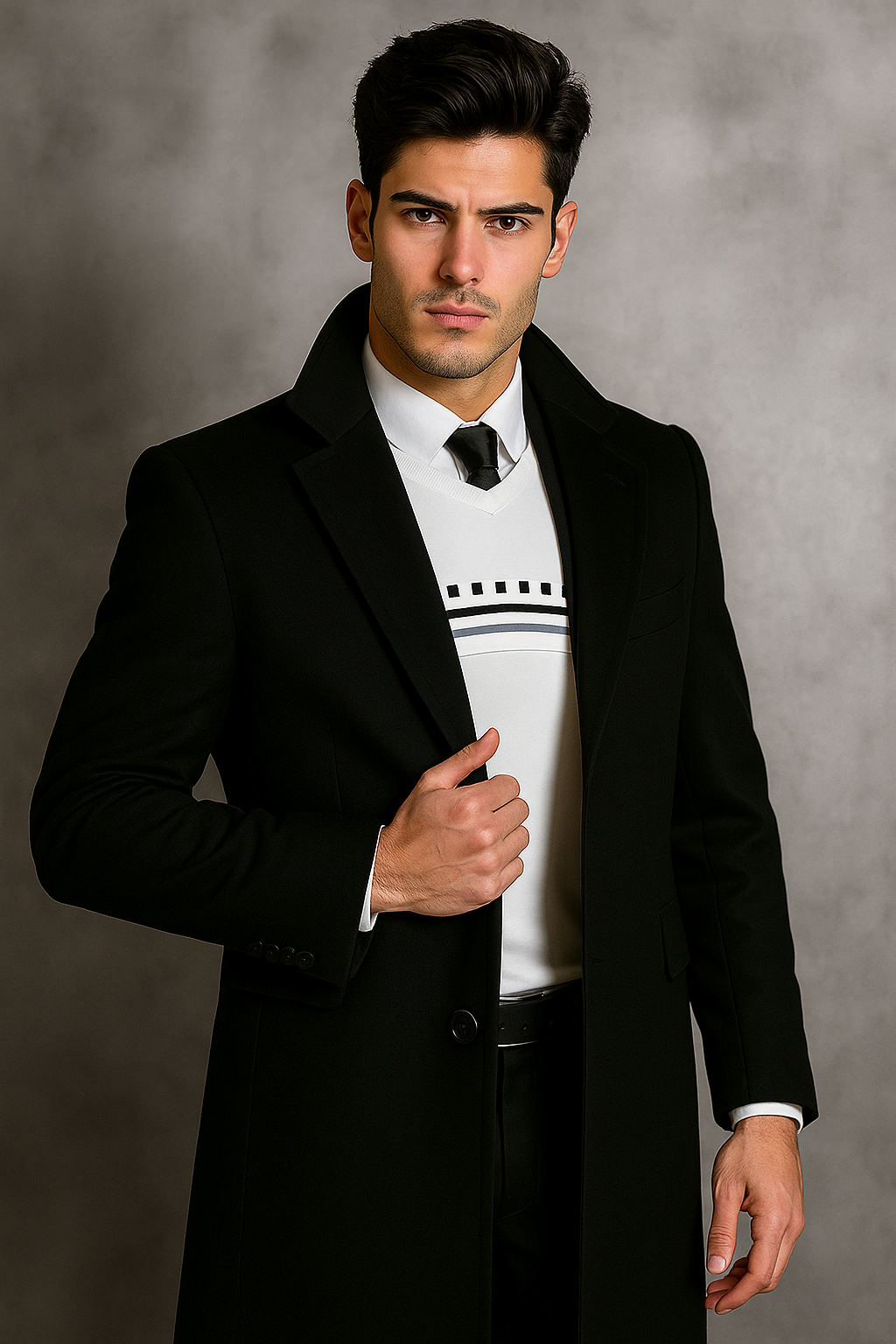 Men's Black Wool Overcoat - Big & Tall Topcoat